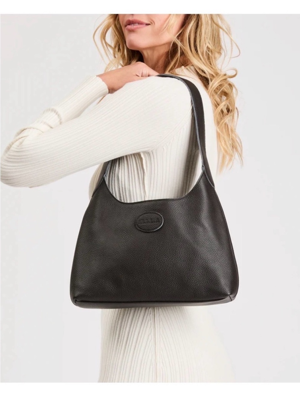 M.I.L.A Celina Pebble Leather Hobo Bag in Black